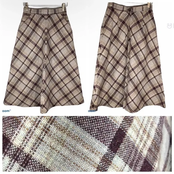 Vintage ILGWU 1970's Plaid A-Line Academia Skirt - Picture 1 of 5